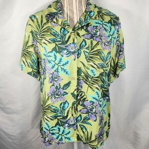 White Stag NWT 2-PC Green Tank w/Short Sleeve Button Down Floral Top Size 4/6 Md